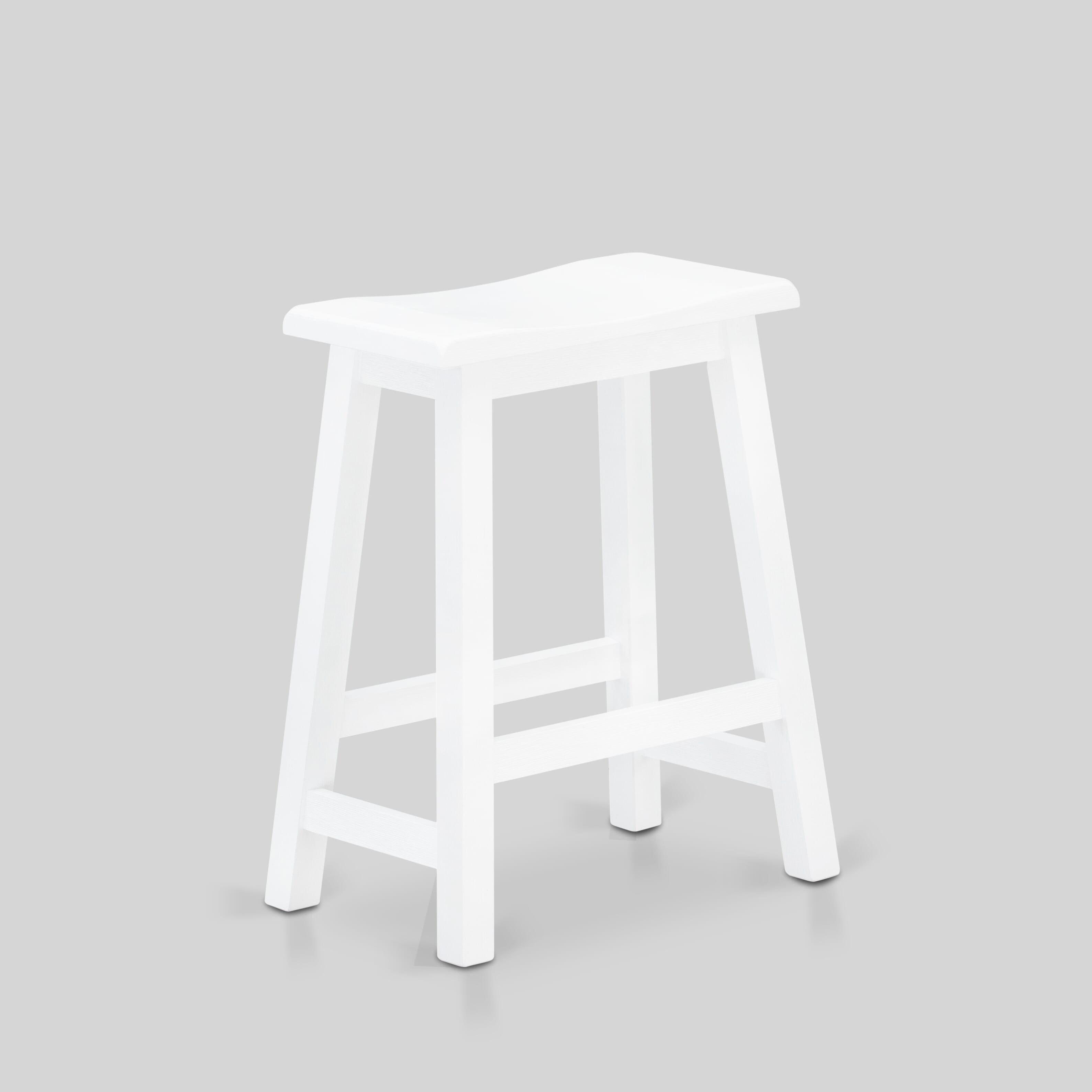 EAST WEST FURNITURE - KATY4-WBW-W - 4 Piece Mid Century Dining Set Contains a Dining Table, 2 Kitchen Stools with a Kitchen Bench - Wire Brushed Bright Linen white Finish