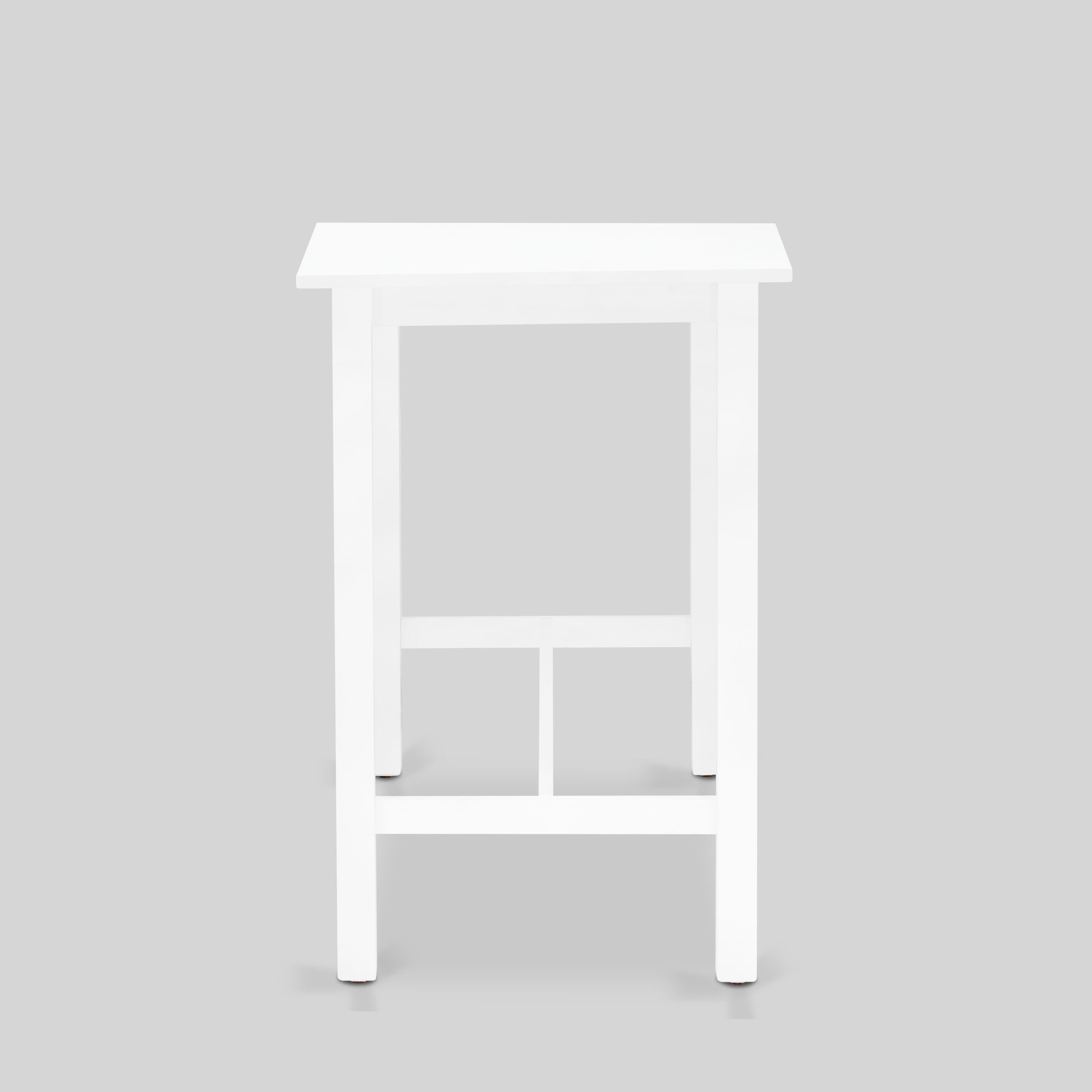 EAST WEST FURNITURE - KATY4-WBW-W - 4 Piece Mid Century Dining Set Contains a Dining Table, 2 Kitchen Stools with a Kitchen Bench - Wire Brushed Bright Linen white Finish