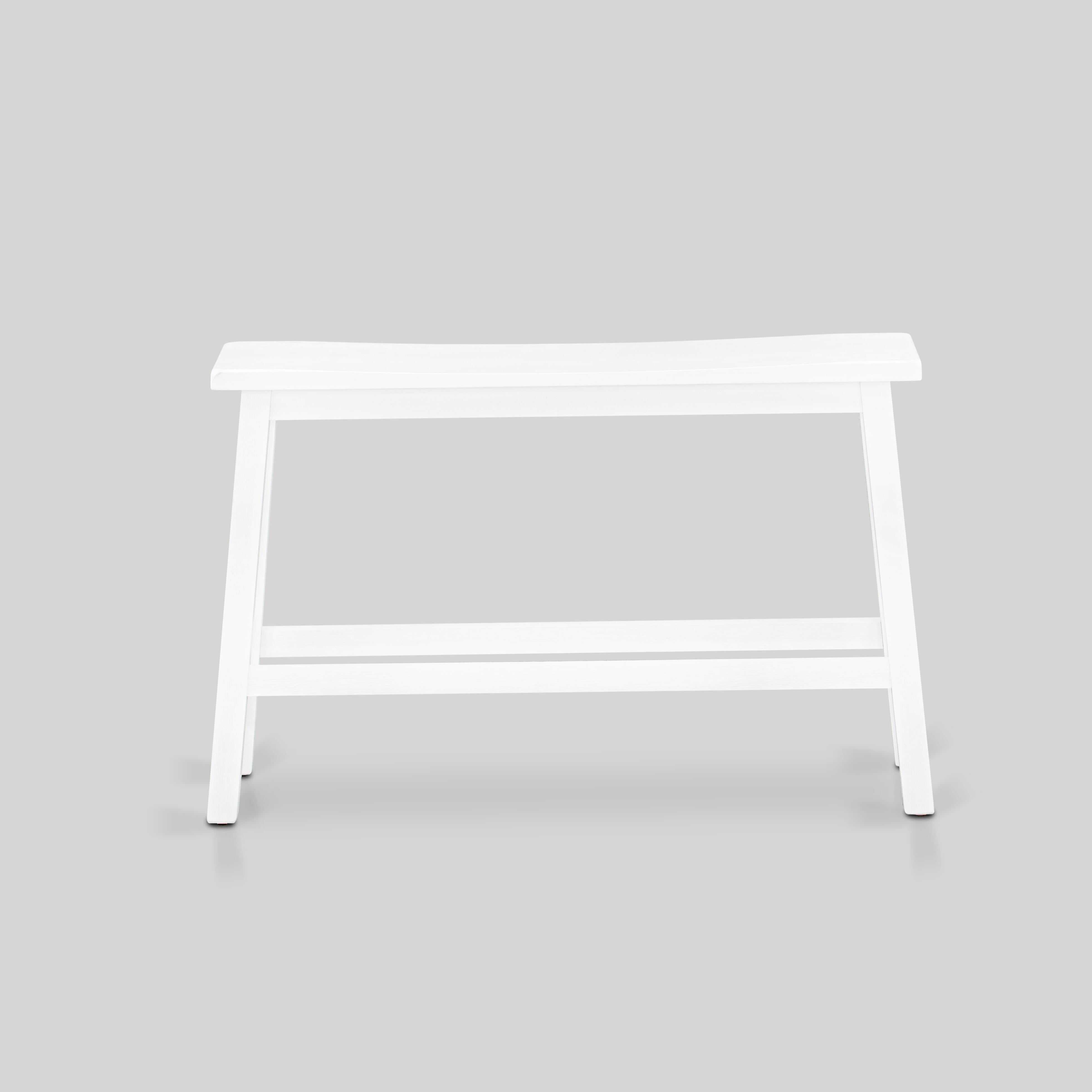 EAST WEST FURNITURE - KATY4-WBW-W - 4 Piece Mid Century Dining Set Contains a Dining Table, 2 Kitchen Stools with a Kitchen Bench - Wire Brushed Bright Linen white Finish