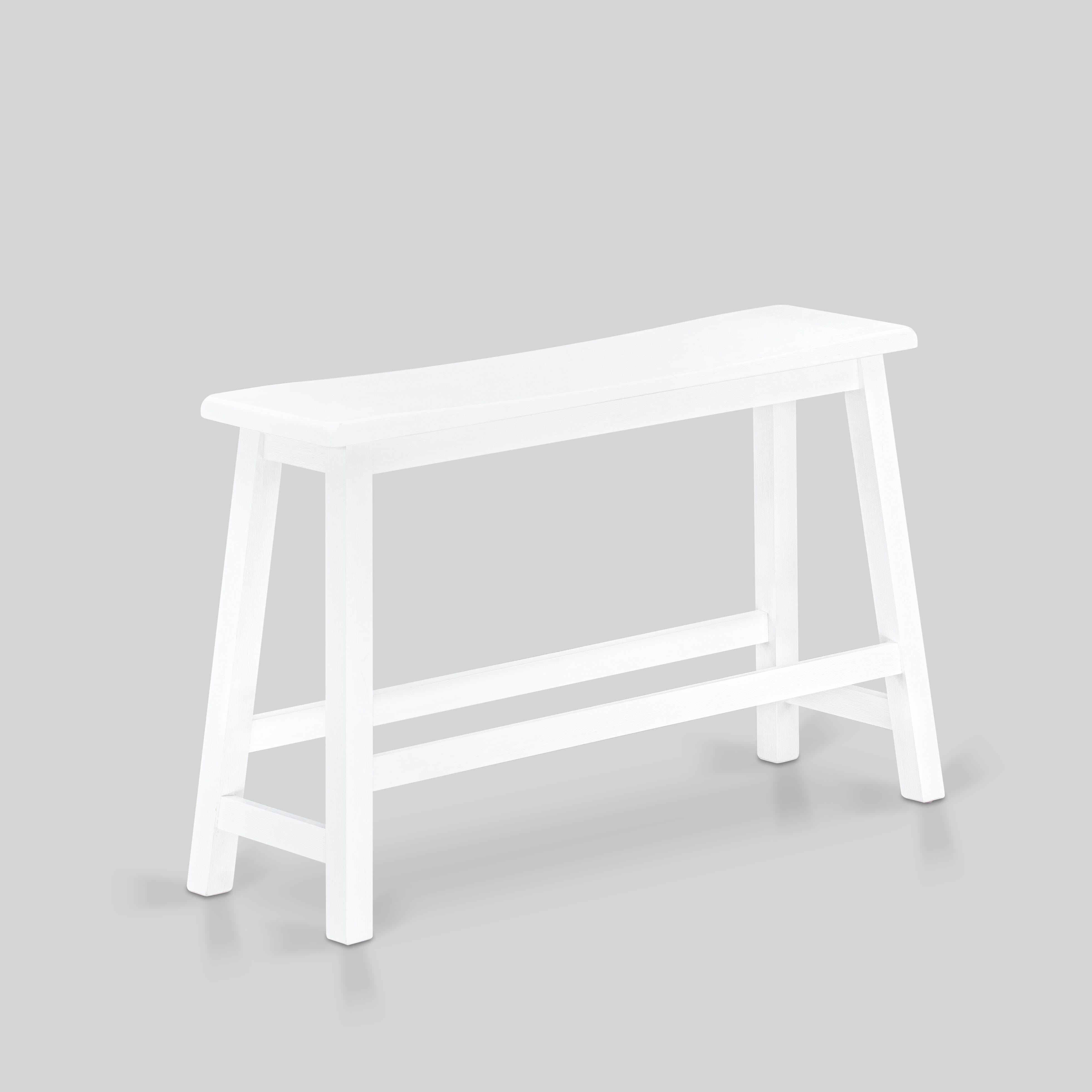 EAST WEST FURNITURE - KATY4-WBW-W - 4 Piece Mid Century Dining Set Contains a Dining Table, 2 Kitchen Stools with a Kitchen Bench - Wire Brushed Bright Linen white Finish