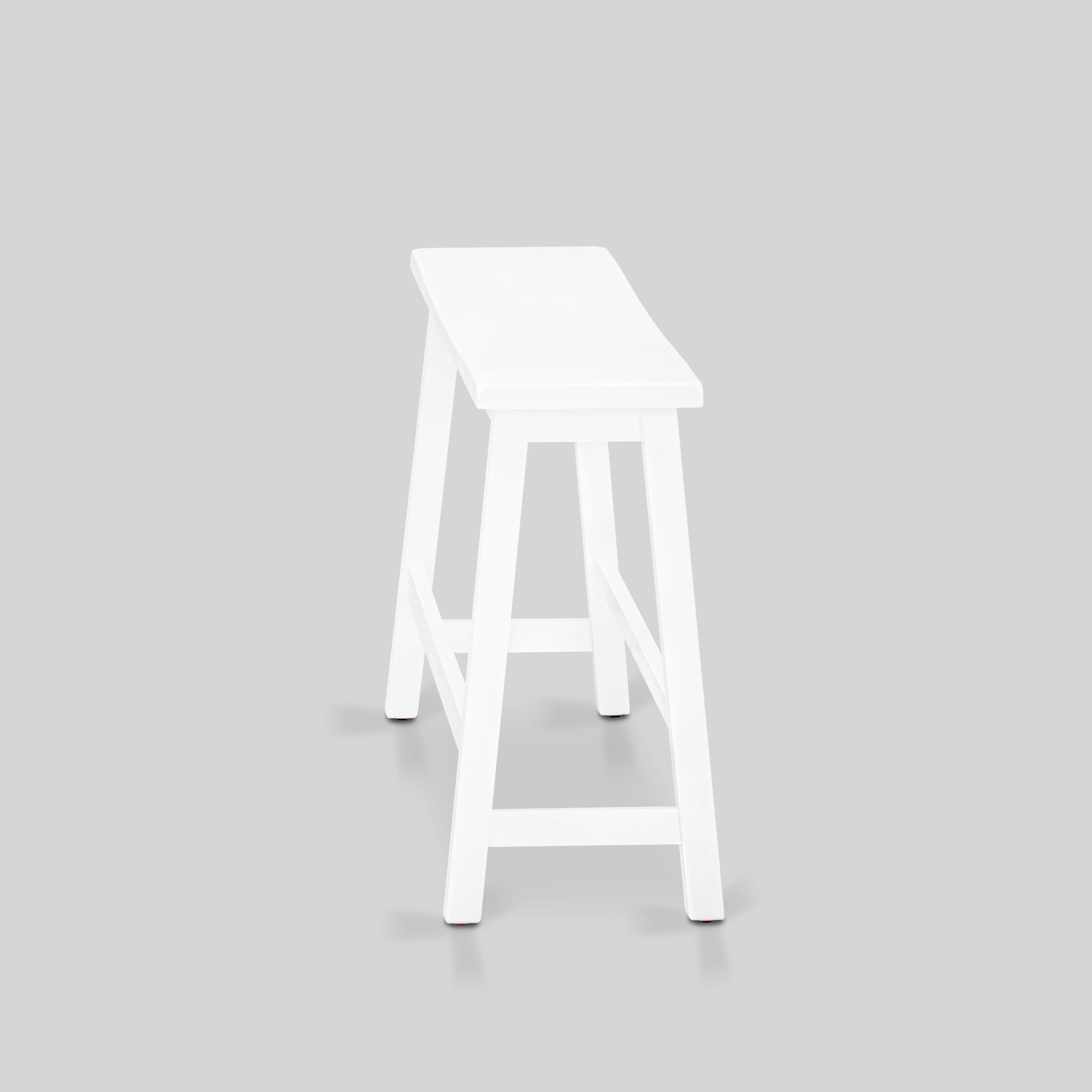 EAST WEST FURNITURE - KATY4-WBW-W - 4 Piece Mid Century Dining Set Contains a Dining Table, 2 Kitchen Stools with a Kitchen Bench - Wire Brushed Bright Linen white Finish