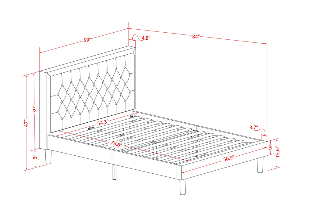 Juego de dormitorio de madera East West Furniture KD16F-1VL0C de 2 piezas: 1 cama de plataforma, cabecero acolchado con botones y tela de lino color caqui oscuro, 1 mesita de noche con cajones de mediados de siglo, patas con acabado negro.