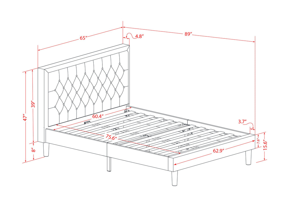 Juego de dormitorio de 3 piezas East West Furniture KD16Q-2GA08 tamaño Queen: 1 cama tamaño Queen, cabecera acolchada con botones y tela de lino color caqui oscuro, 2 mesitas de noche con cajón de madera y patas con acabado negro.
