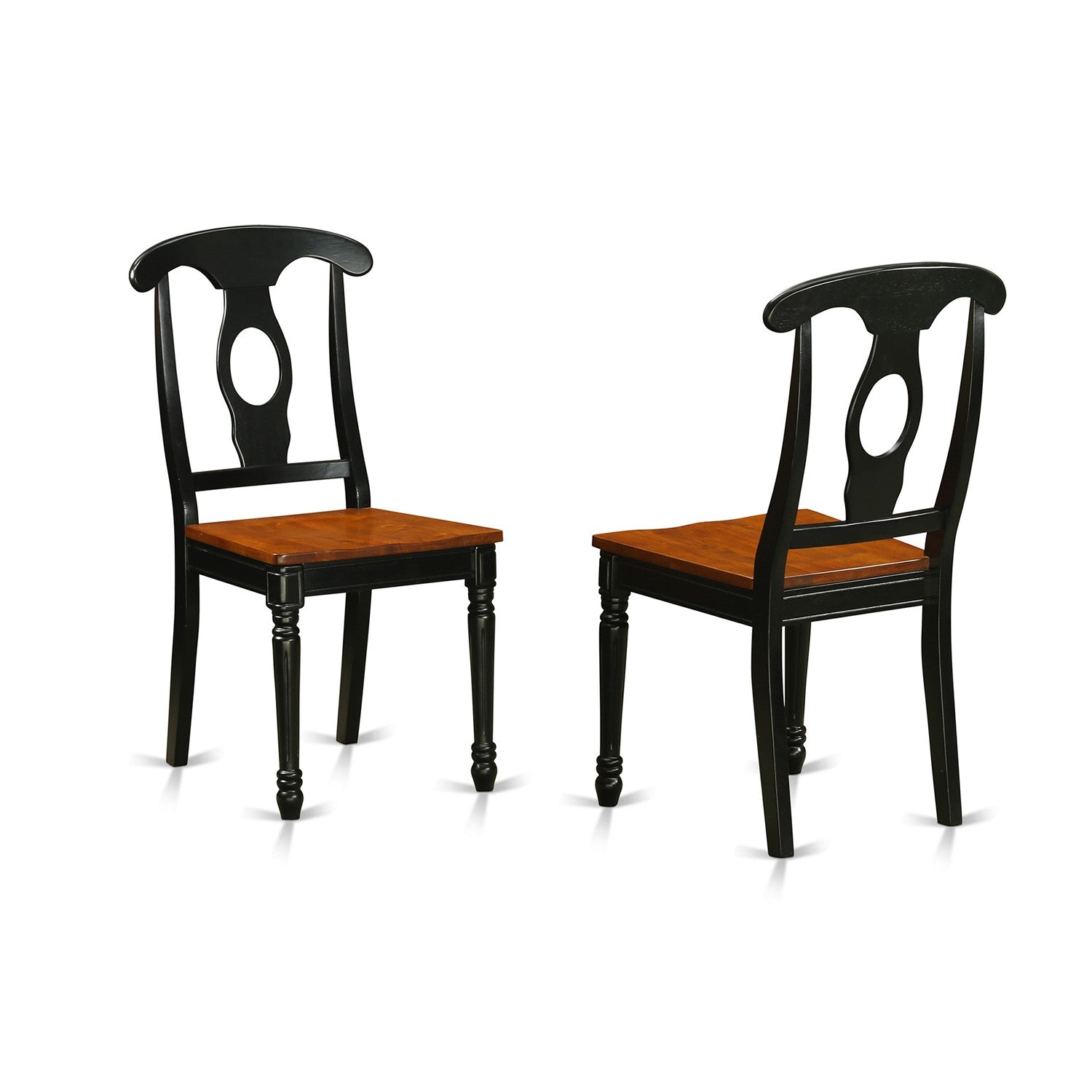 East West Furniture AMKE3-BCH-W 3-Piece Dining Table SetInclude a Dinner Table and 2 Dinning Chairs with Napoleon Back - Black Finish