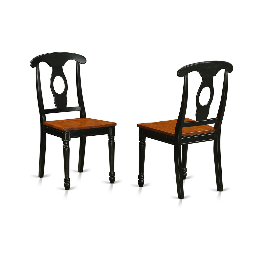 East West Furniture KEC-BLK-W Kenley Kitchen Dining Chairs - Napoleon Back Solid Wood Seat Chairs, Set of 2, Black & Cherry