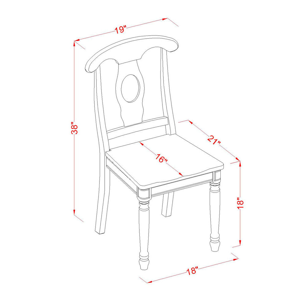 East West Furniture KEC-WHI-W Kenley Kitchen Dining Chairs - Napoleon Back Wood Seat Chairs