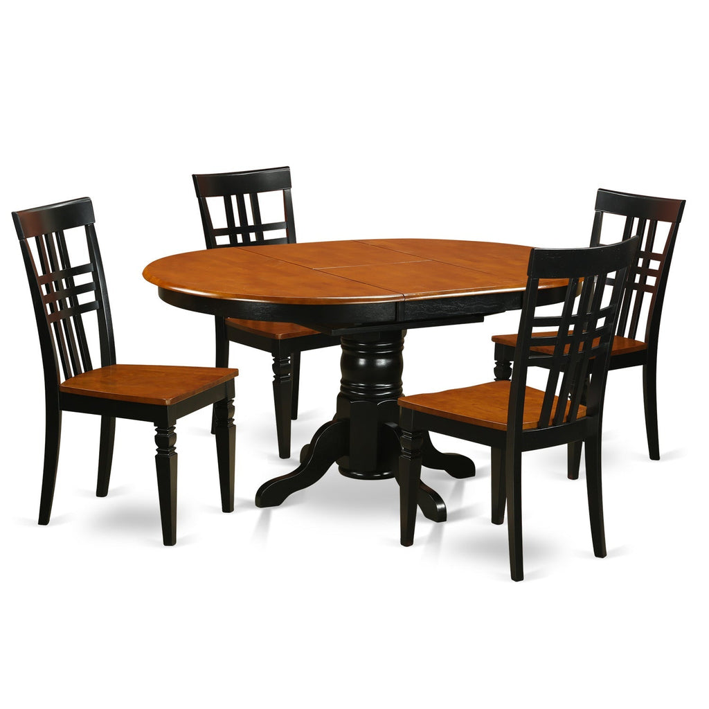East West Furniture KELG5-BCH-W 5 Piece Dining Room Table Set Includes an Oval Wooden Table with Butterfly Leaf and 4 Kitchen Dining Chairs