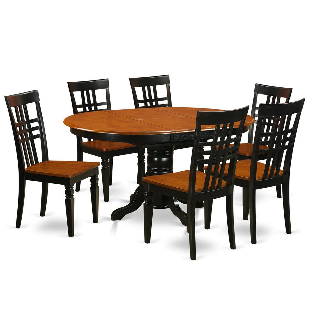 East West Furniture KELG7-BCH-W 7 Piece Kitchen Table & Chairs Set Consist of an Oval Dining Room Table with Butterfly Leaf and 6 Solid Wood Seat Chairs