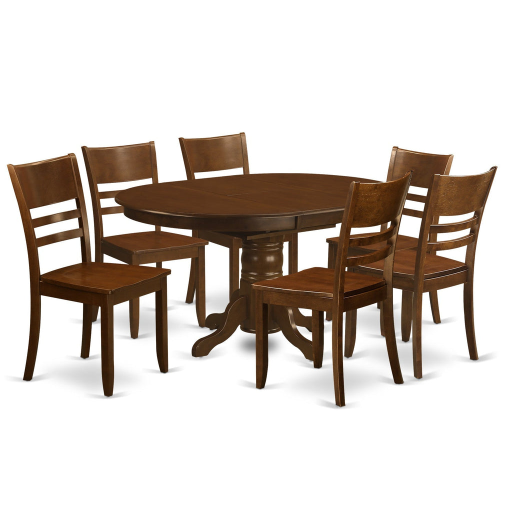 East West Furniture KELY7-ESP-W 7 Piece Dining Table Set Consist of an Oval Dining Room Table with Butterfly Leaf and 6 Wooden Seat Chairs