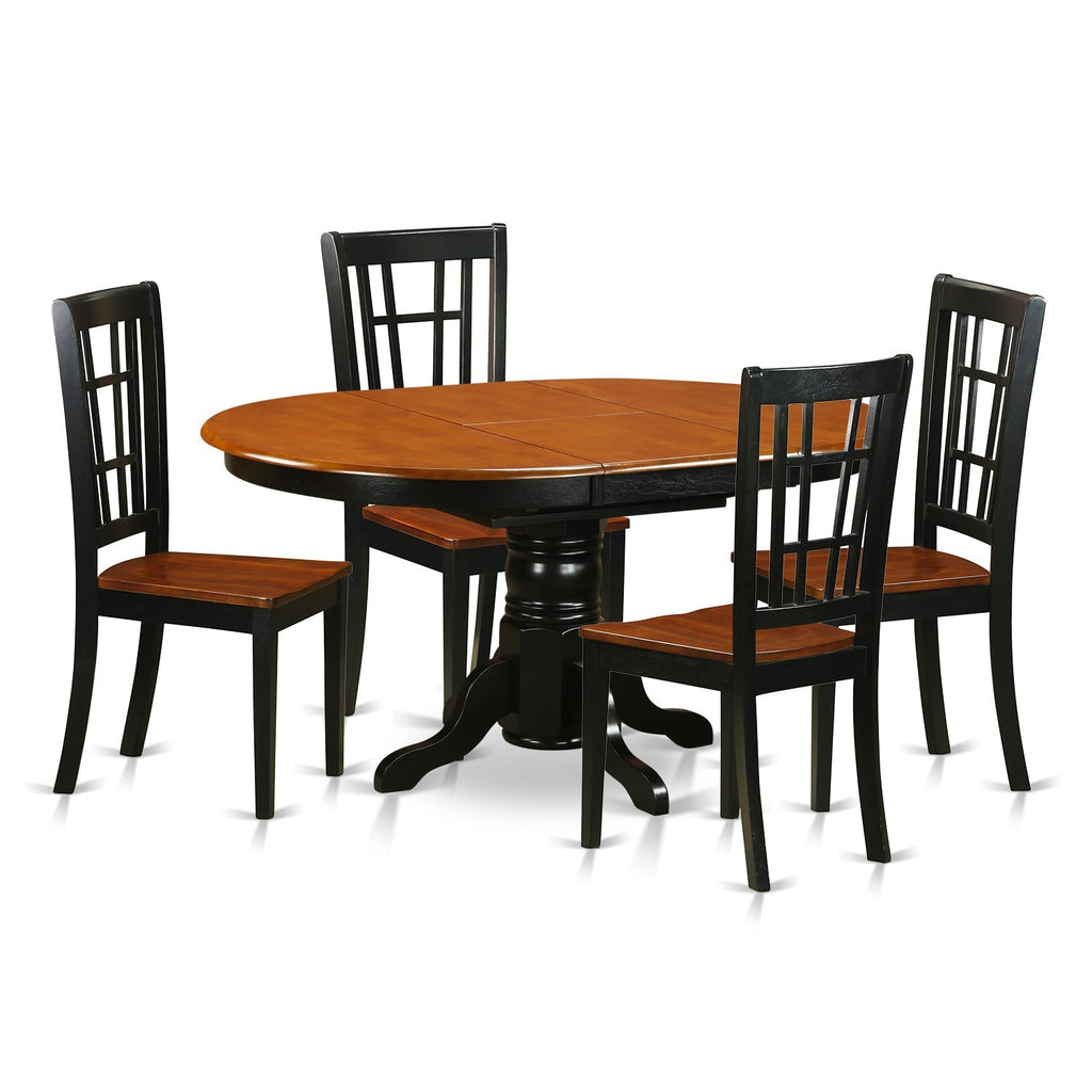 East West Furniture KENI5-BCH-W 5 Piece Dining Set Includes an Oval Dining Room Table with Butterfly Leaf and 4 Wood Seat Chairs
