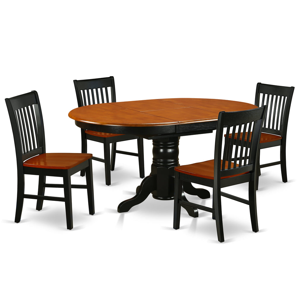 East West Furniture KENO5-BCH-W 5 Piece Dining Set Includes an Oval Dining Room Table with Butterfly Leaf and 4 Kitchen Chairs