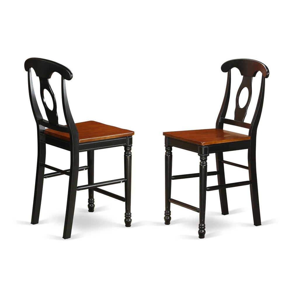 East West Furniture EDKE3-BLK-W 3 Piece Counter Height Pub Set for Small Spaces Contains a Round Dining Room Table with Pedestal and 2 Kitchen Chairs