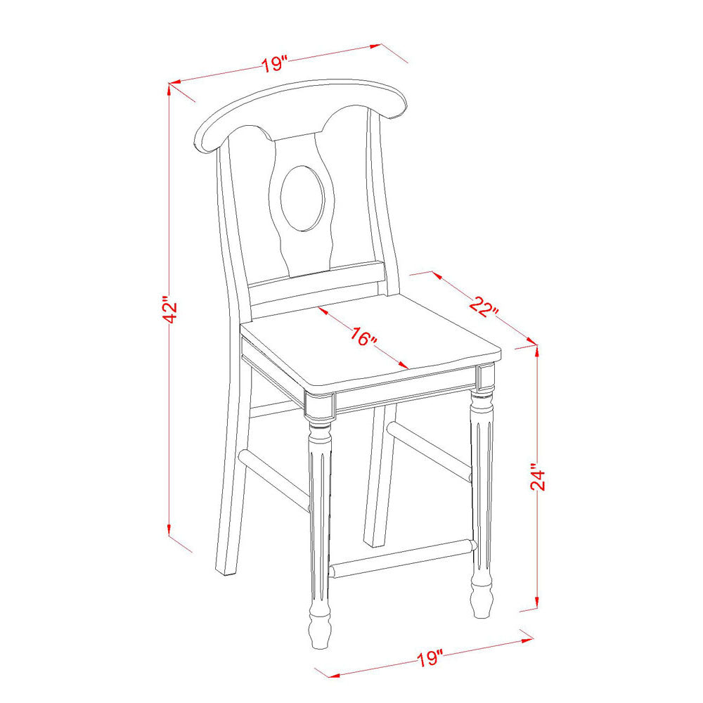 East West Furniture EDKE3-WHI-W 3 Piece Counter Height Dining Set for Small Spaces Contains a Round Kitchen Table with Pedestal and 2 Dining Room Chairs, 30x30 Inch, Buttermilk & Cherry