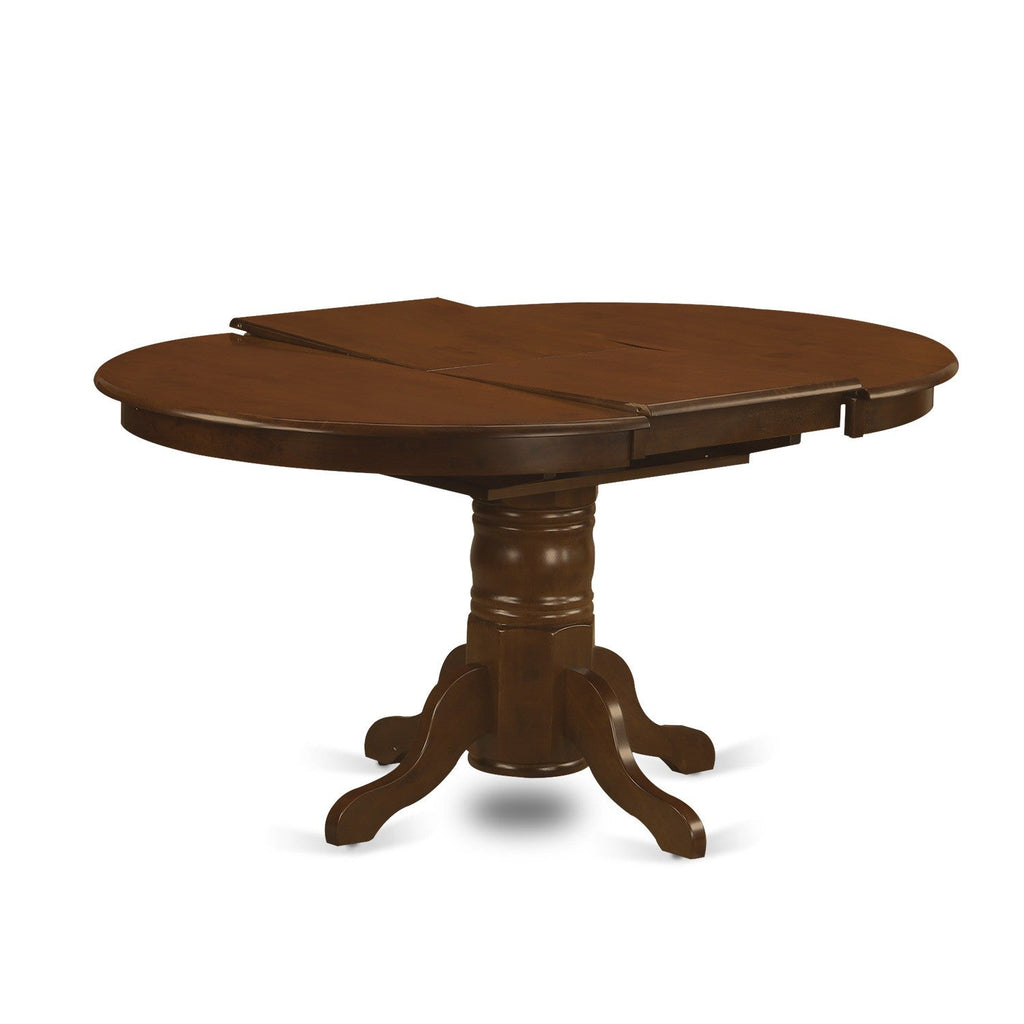 Mesa de comedor Kenley KET-ESP-TP de East West Furniture: tablero ovalado de madera maciza con base de pedestal y hoja de mariposa