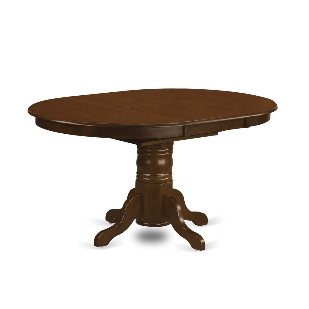 Mesa de comedor Kenley KET-ESP-TP de East West Furniture: tablero ovalado de madera maciza con base de pedestal y hoja de mariposa