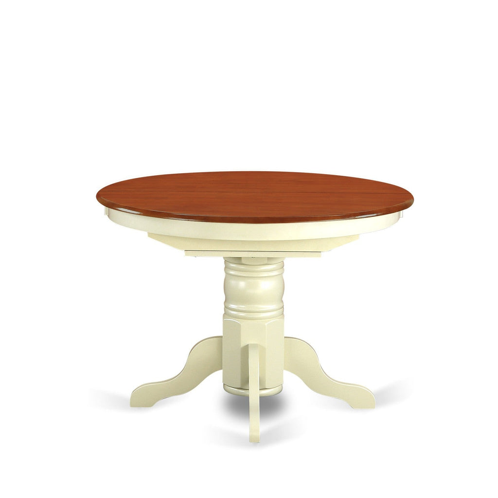 Juego de mesa de cocina de 5 piezas East West Furniture KECL5-BMK-W para 4 personas. Incluye una mesa de comedor ovalada con hojas de mariposa y 4 sillas de comedor.