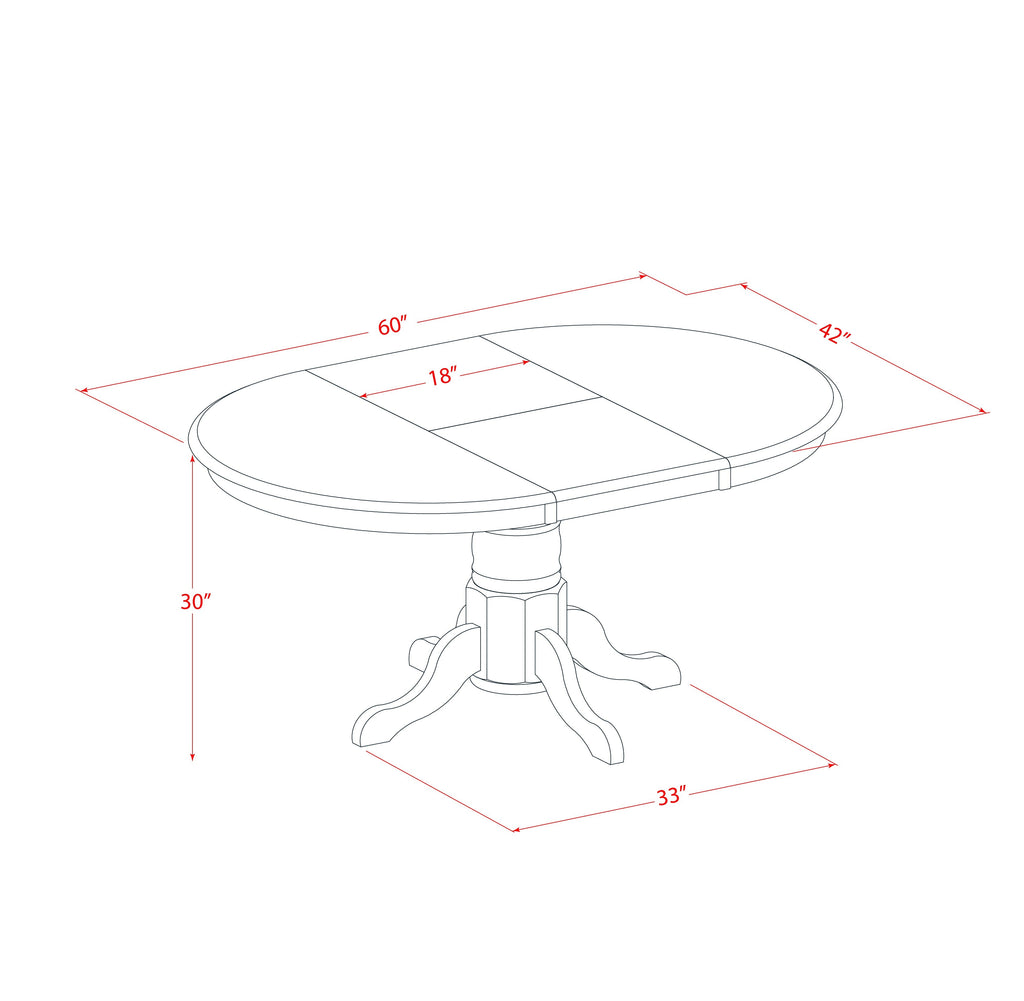 East West Furniture KET-WHI-TP Kenley Kitchen Dining Table - an Oval Wooden Table Top with Butterfly Leaf & Pedestal Base