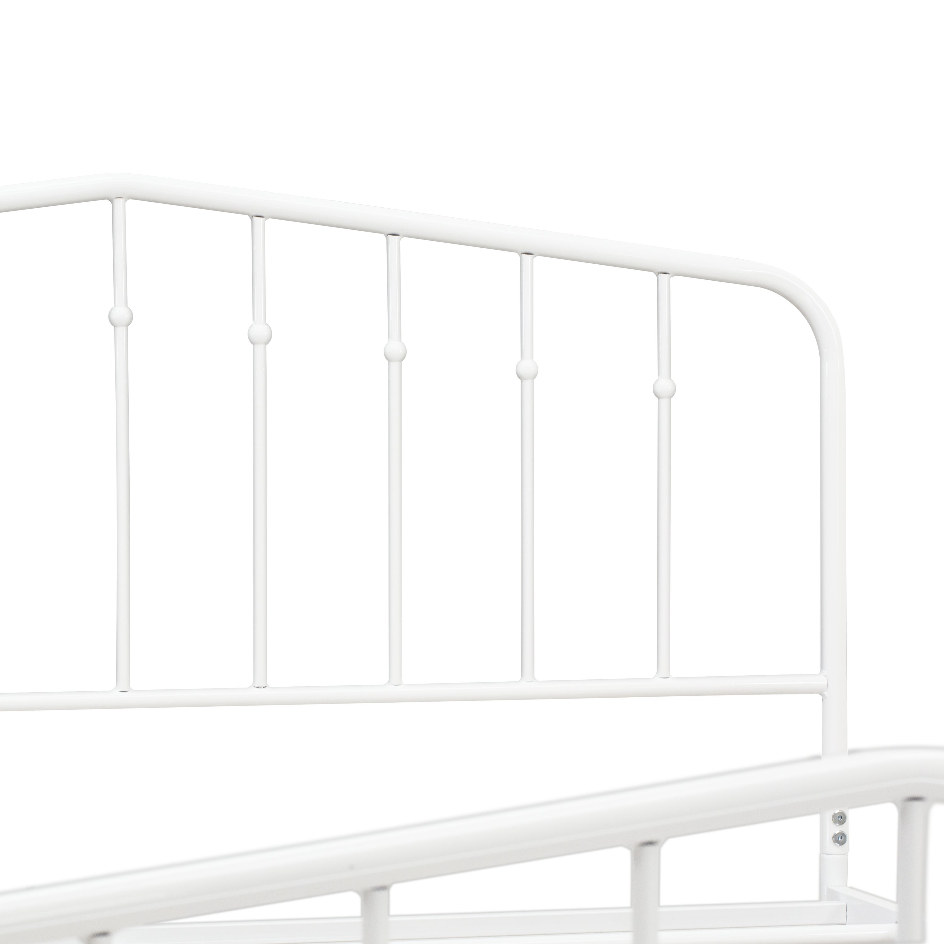 East West Furniture KHQBWHI Kemah Queen Platform Bed with 4 Metal Legs - Magnificent Bed in Powder Coating Linen white Color
