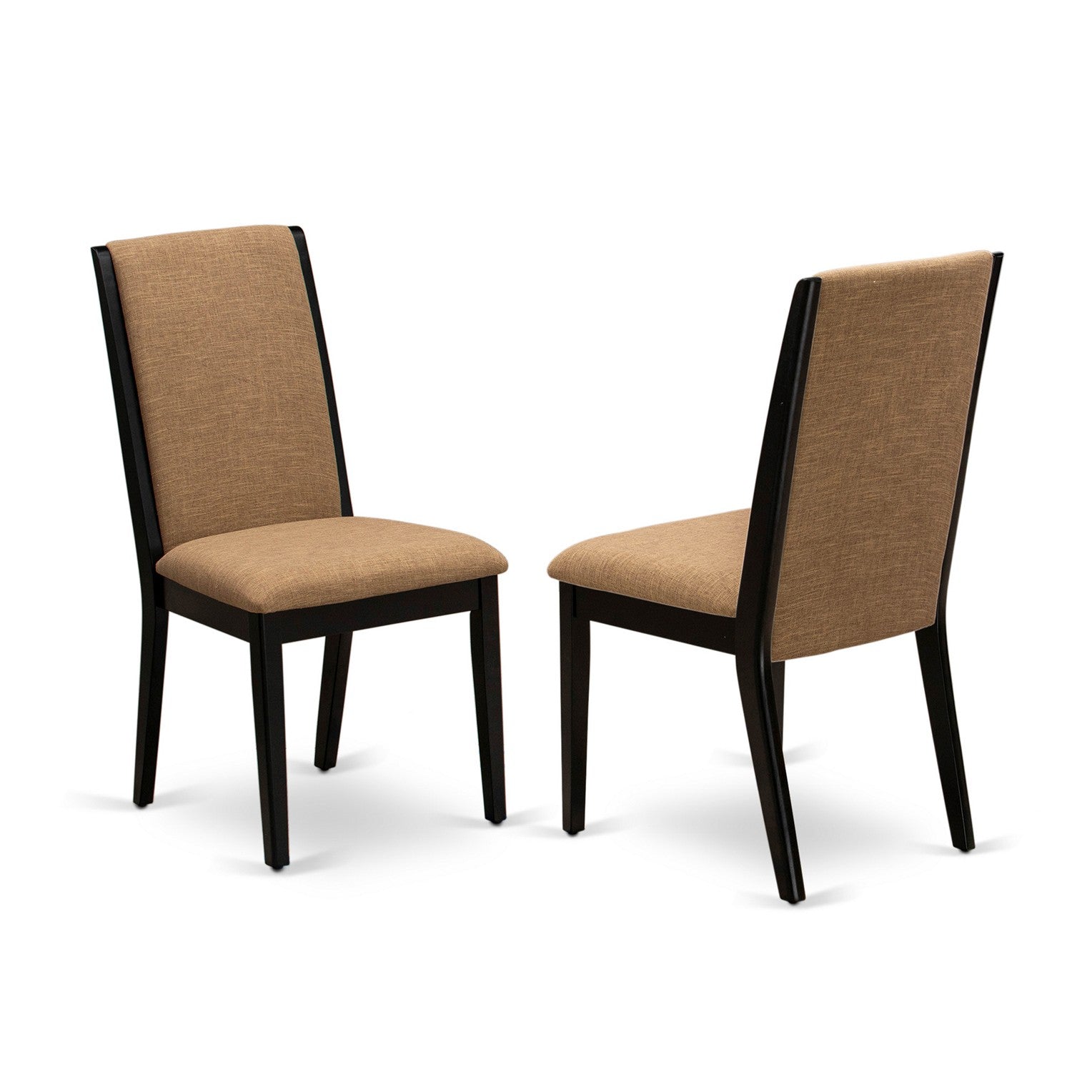 East West Furniture LALA11-73-04 11-Piece Kitchen Dining Table Set Contains a Rectangular Table and 10 Light Tan Linen Fabric Upholstered Chairs with High Back - Distressed Jacobean Finish