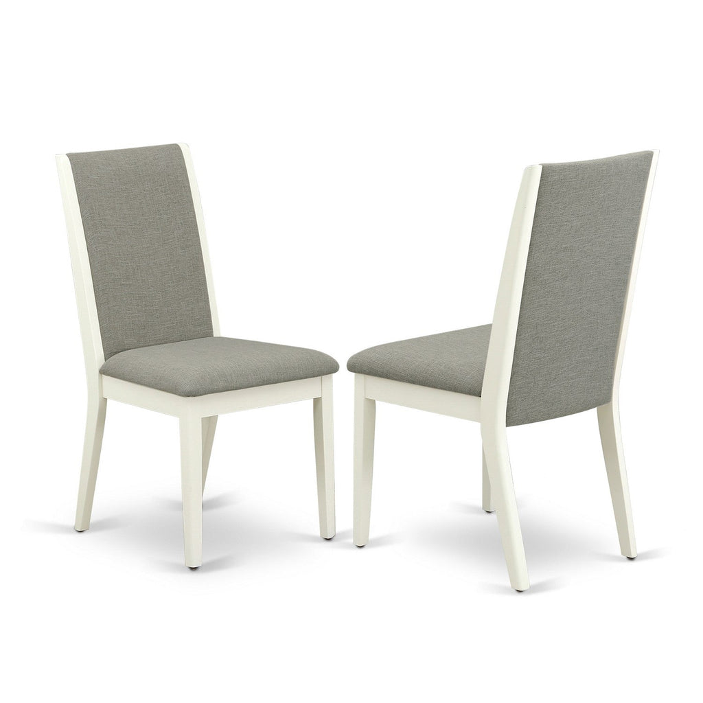 East West Furniture NDLA5-LWH-06 5 Piece Dinette Set for 4 Includes a Rectangle Dining Room Table with Dropleaf and 4 Shitake Linen Fabric Parsons Dining Chairs, 30x48 Inch, Linen White