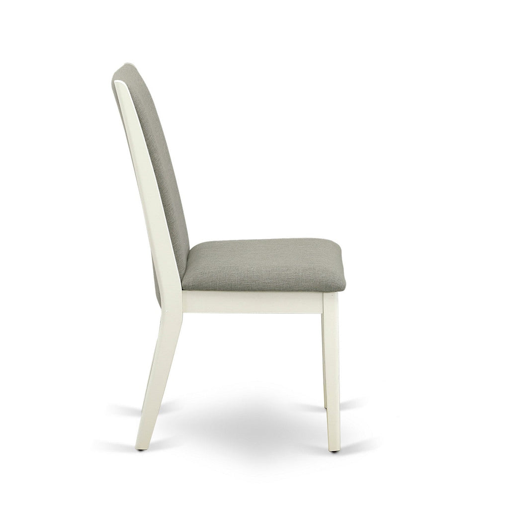 East West Furniture LAP2T06 Lancy Parson Chairs - Shitake Linen Fabric Padded Dining Chairs, Set of 2, Linen White