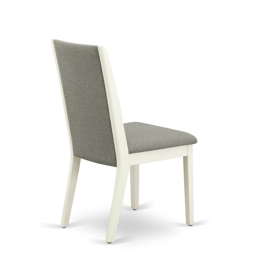East West Furniture BOLA3-WHI-06 3 Piece Dinette Set for Small Spaces Contains a Round Kitchen Table and 2 Shitake Linen Fabric Parson Dining Room Chairs, 42x42 Inch, Linen White