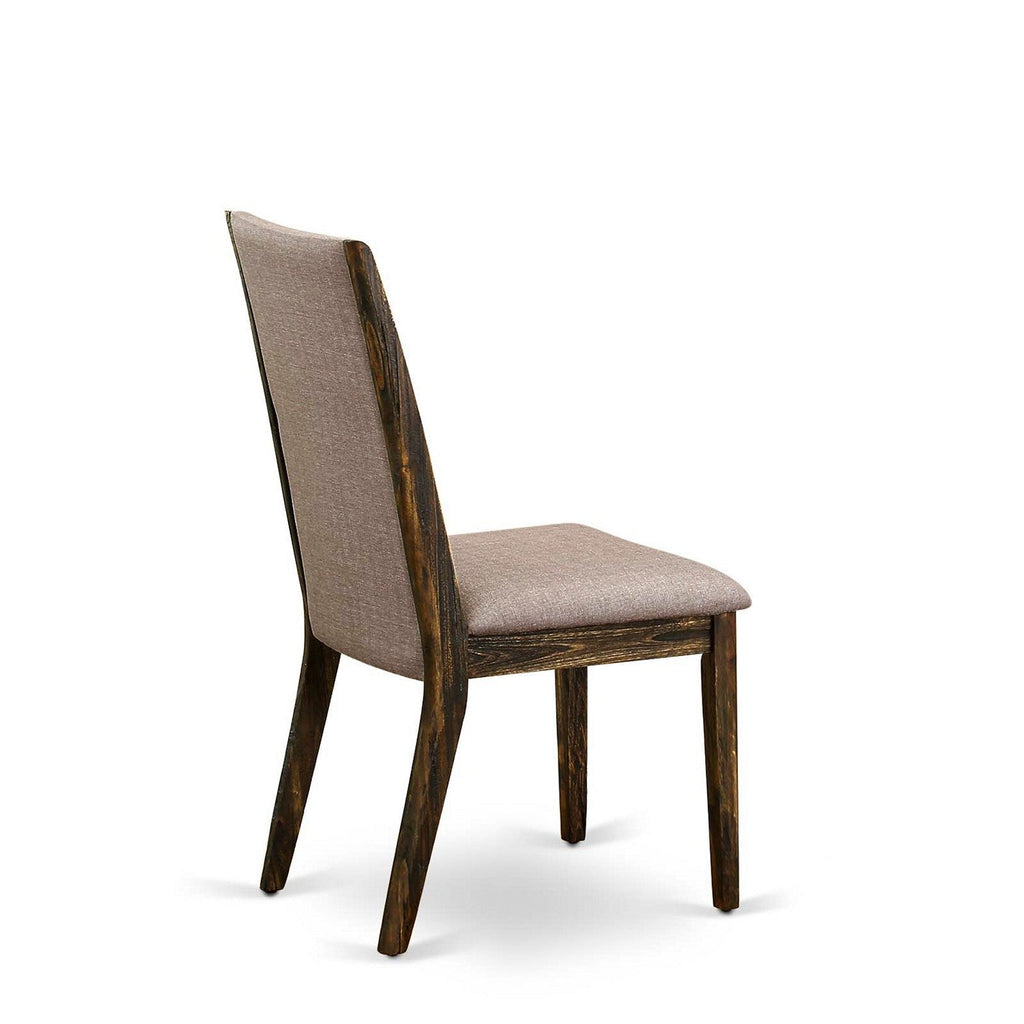 East West Furniture F2LA5-716 5 Piece Kitchen Table & Chairs Set Includes a Round Dining Table with Pedestal and 4 Dark Khaki Linen Fabric Parson Chairs