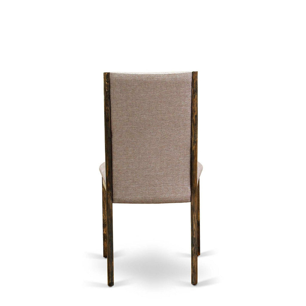 East West Furniture F2LA5-716 5 Piece Kitchen Table & Chairs Set Includes a Round Dining Table with Pedestal and 4 Dark Khaki Linen Fabric Parson Chairs