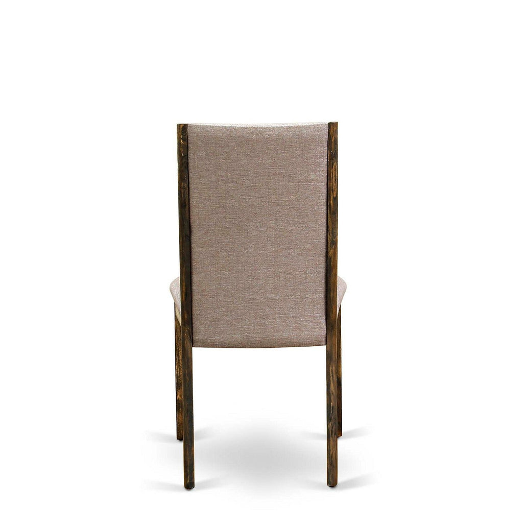 East West Furniture LAP7T16 Lancy Parsons Dining Chairs - Dark Khaki Linen Fabric Padded Chairs, Set of 2, Jacobean