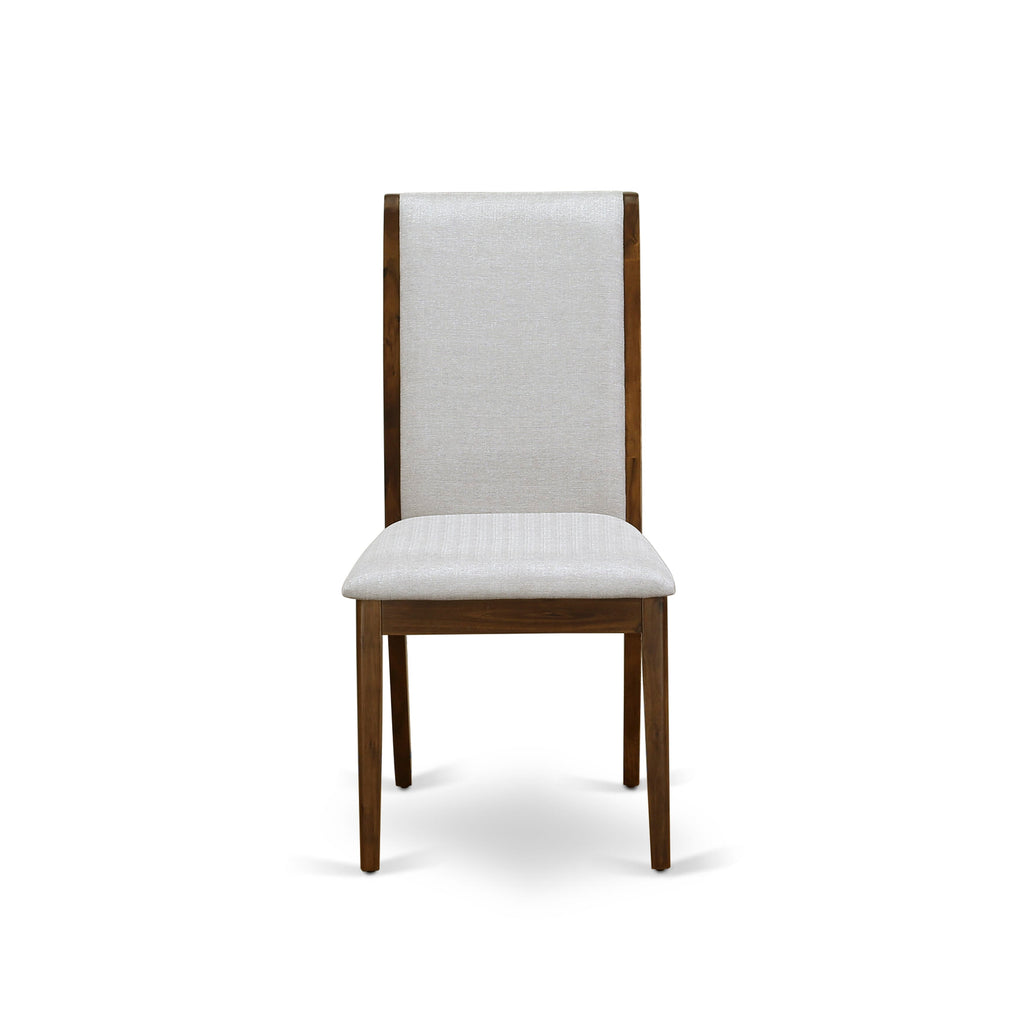 East West Furniture DLLA5-AWA-05 5 Piece Dinette Set for Small Spaces Contains a Round Dining Room Table with Dropleaf and 4 Upholstered Chairs