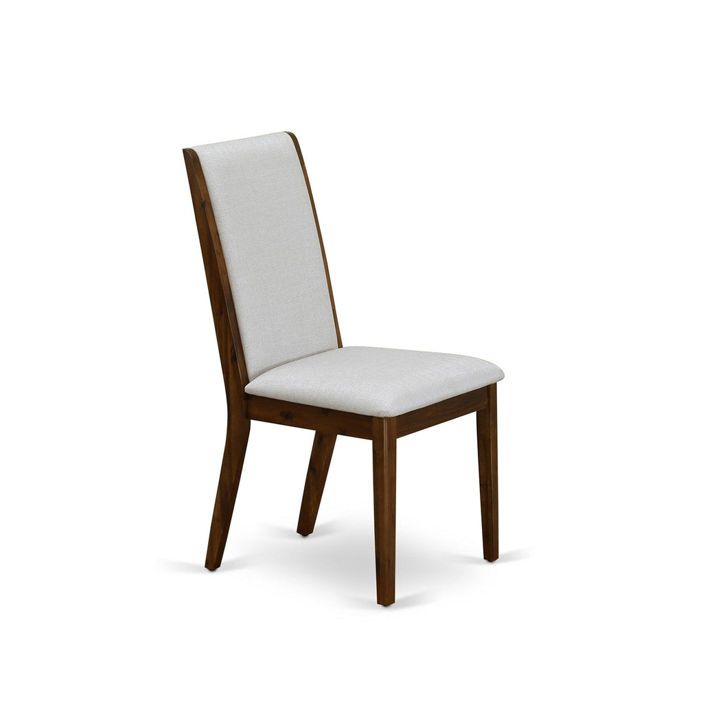 East West Furniture LMLA7-N8-05 7 Piece Kitchen Table Set Consist of a Rectangle Rustic Wood Dining Table and 6 Grey Linen Fabric Parson Dining Chairs