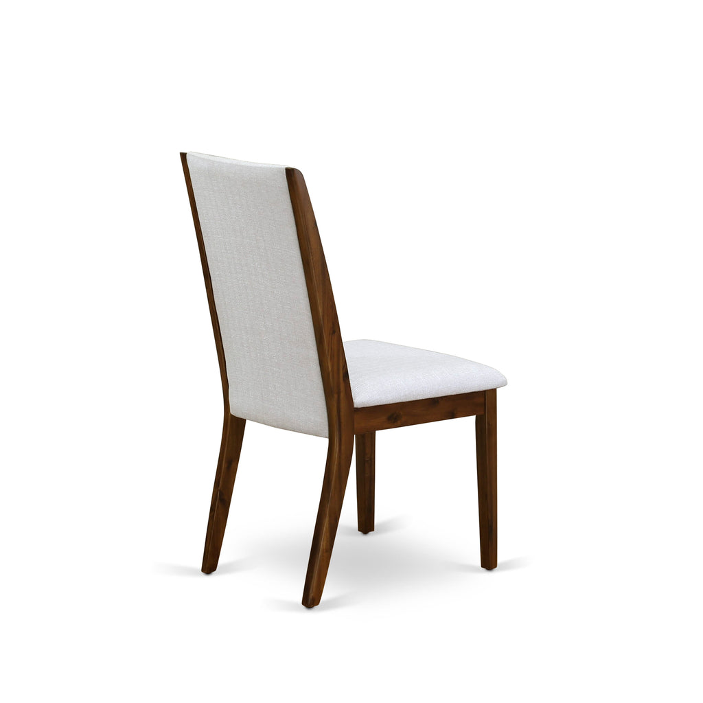 East West Furniture DLLA5-AWA-05 5 Piece Dinette Set for Small Spaces Contains a Round Dining Room Table with Dropleaf and 4 Upholstered Chairs