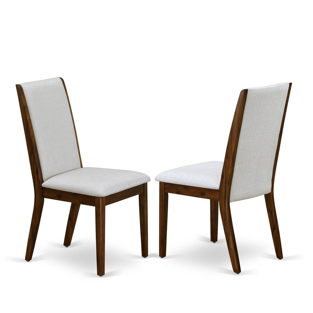 East West Furniture LAP8T05 Lancy Parson Dining Room Chairs - Grey Linen Fabric Upholstered Chairs, Set of 2, Walnut