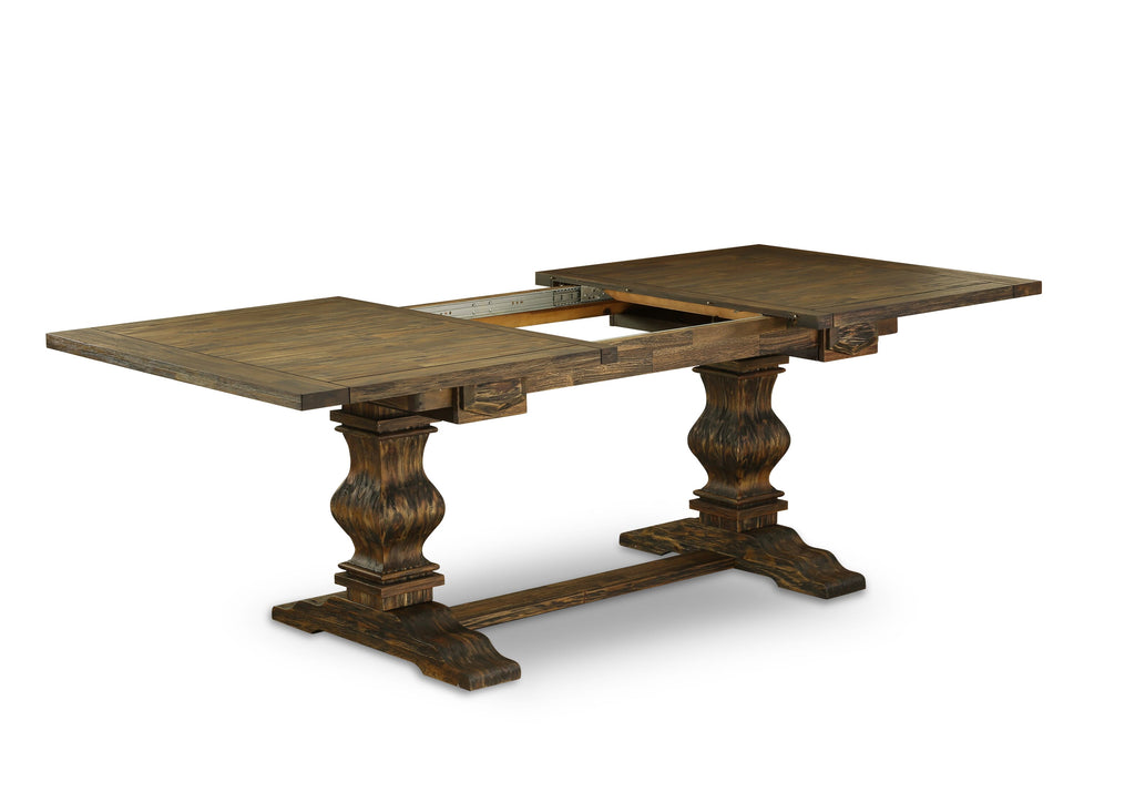East West Furniture LAEL5-71-21 5 Piece Dining Room Table Set Includes a Rectangle Kitchen Table with Butterfly Leaf and 4 Blue Linen Fabric Parsons Dining Chairs