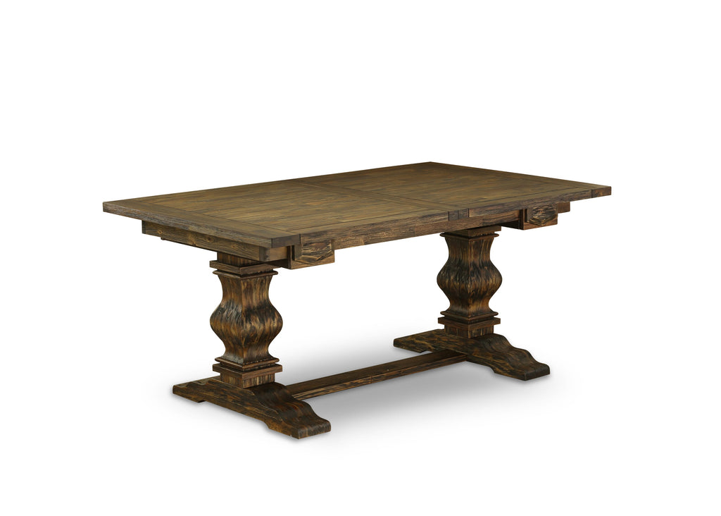 East West Furniture LAEL7-77-18 7 Piece Dining Set Consist of a Rectangle Dining Room Table with Butterfly Leaf and 6 Brown Linen Linen Fabric Upholstered Chairs