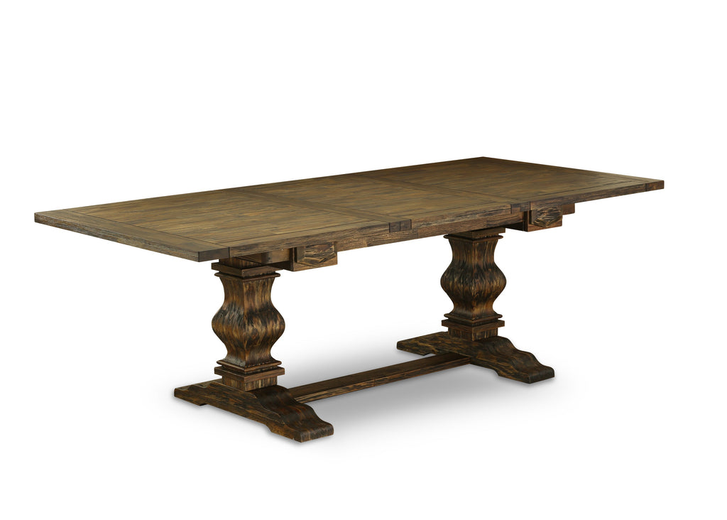 East West Furniture LAAB9-77-47 9 Piece Modern Dining Table Set Includes a Rectangle Wooden Table with Butterfly Leaf and 8 Light Sable Linen Fabric Parsons Chairs