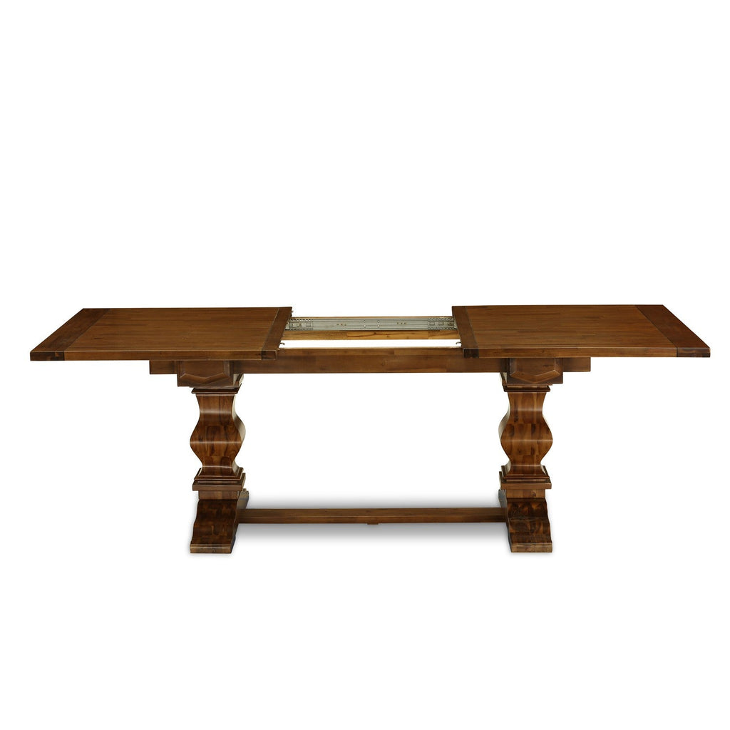 East West Furniture LAEN7-81-20 7 Piece Dining Table Set Consist of a Rectangle Butterfly Leaf Table and 6 Dark Gotham Linen Fabric Upholstered Chairs