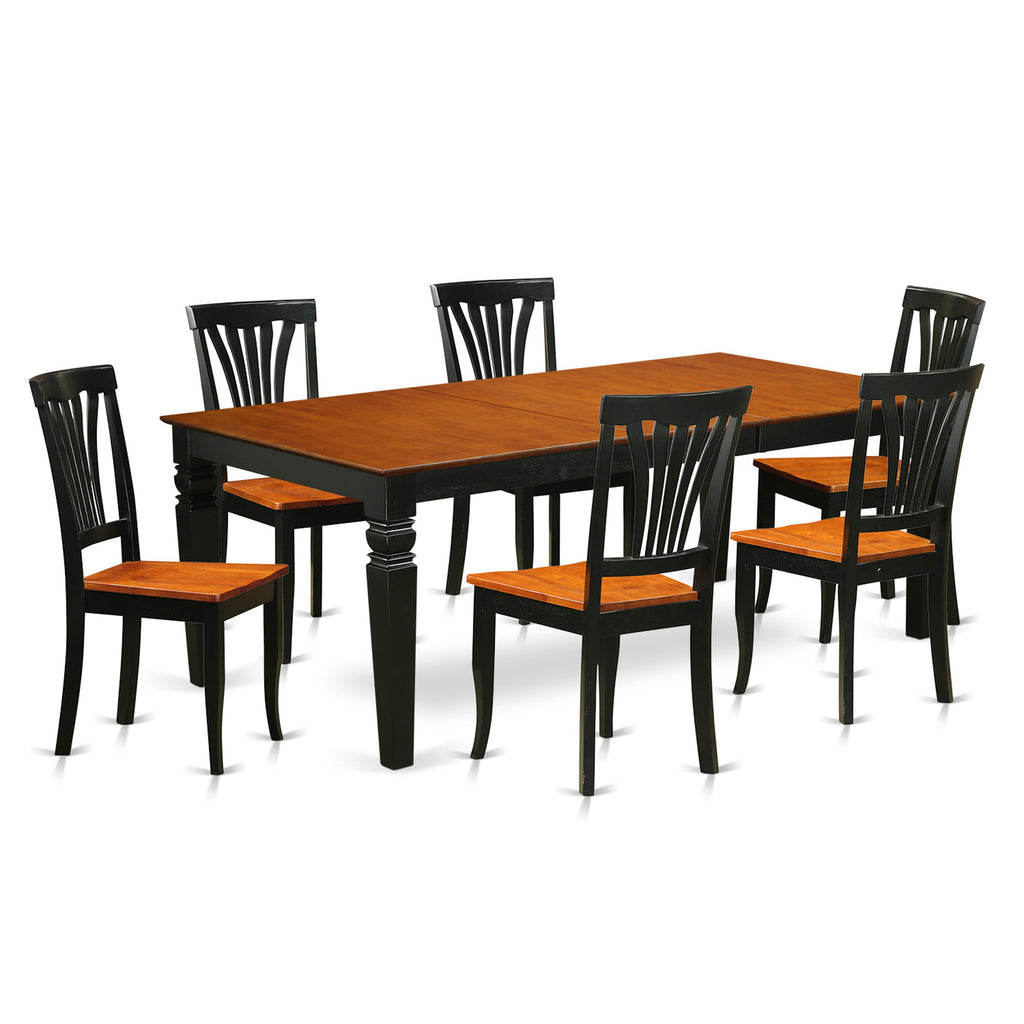 East West Furniture LGAV7-BCH-W 7 Piece Dining Room Furniture Set Consist of a Rectangle Kitchen Table with Butterfly Leaf and 6 Dining Chairs