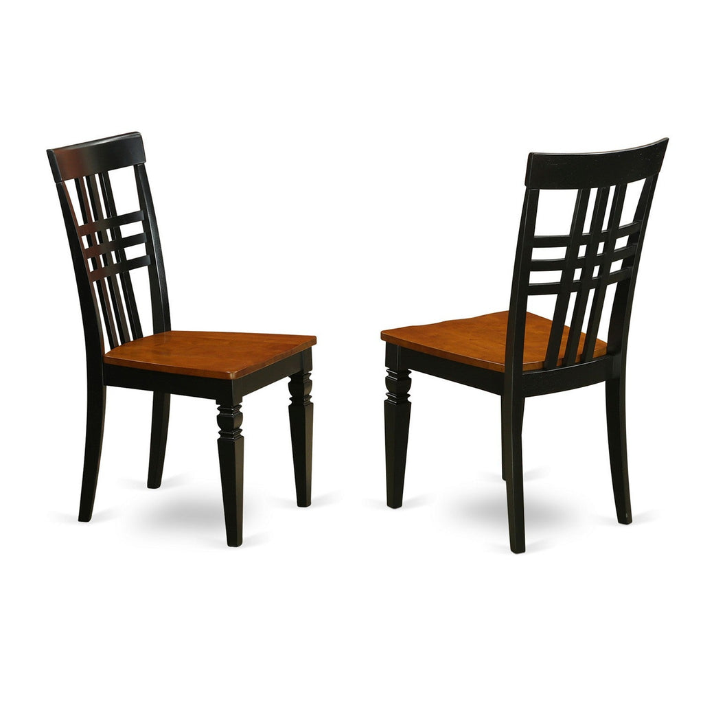 East West Furniture LGC-BCH-W Logan  Dining Room Chairs - Stylish Back Solid Wood Seat Chairs, Set of 2, Black & Cherry