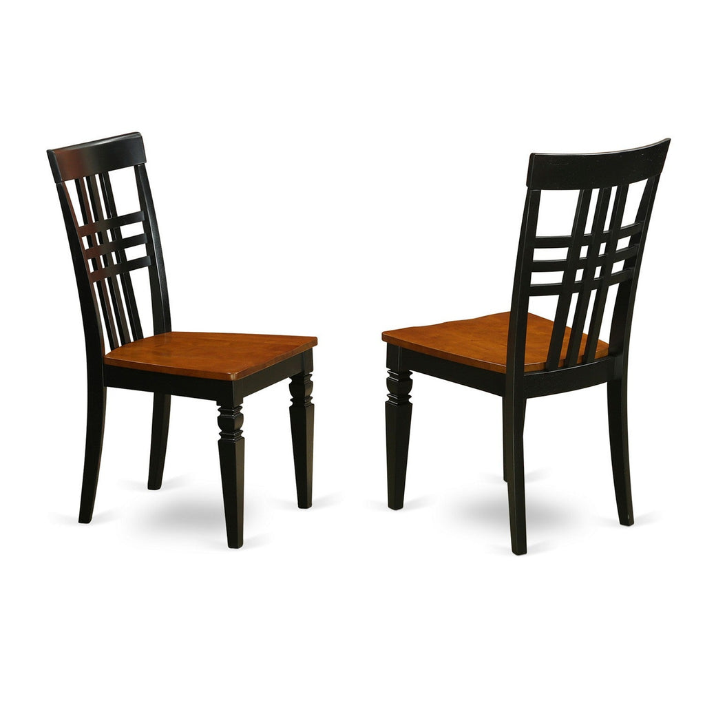 East West Furniture HLLG3-BCH-W 3 Piece Kitchen Table & Chairs Set Contains a Round Dining Room Table with Pedestal and 2 Solid Wood Seat Chairs, 42x42 Inch, Black & Cherry