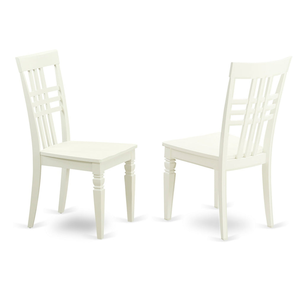 Juego de mesa de comedor de 3 piezas East West Furniture ANLG3-LWH-W para espacios pequeños. Contiene una mesa de cocina redonda con pedestal y 2 sillas de comedor.