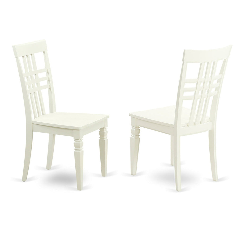 East West Furniture HLLG3-LWH-W 3 Piece Kitchen Table & Chairs Set Contains a Round Dining Room Table with Pedestal and 2 Solid Wood Seat Chairs