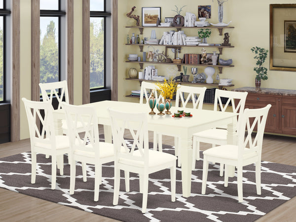 LGCL9-LWH-C 9Pc Dining Set Includes a Rectangle Dining Table with