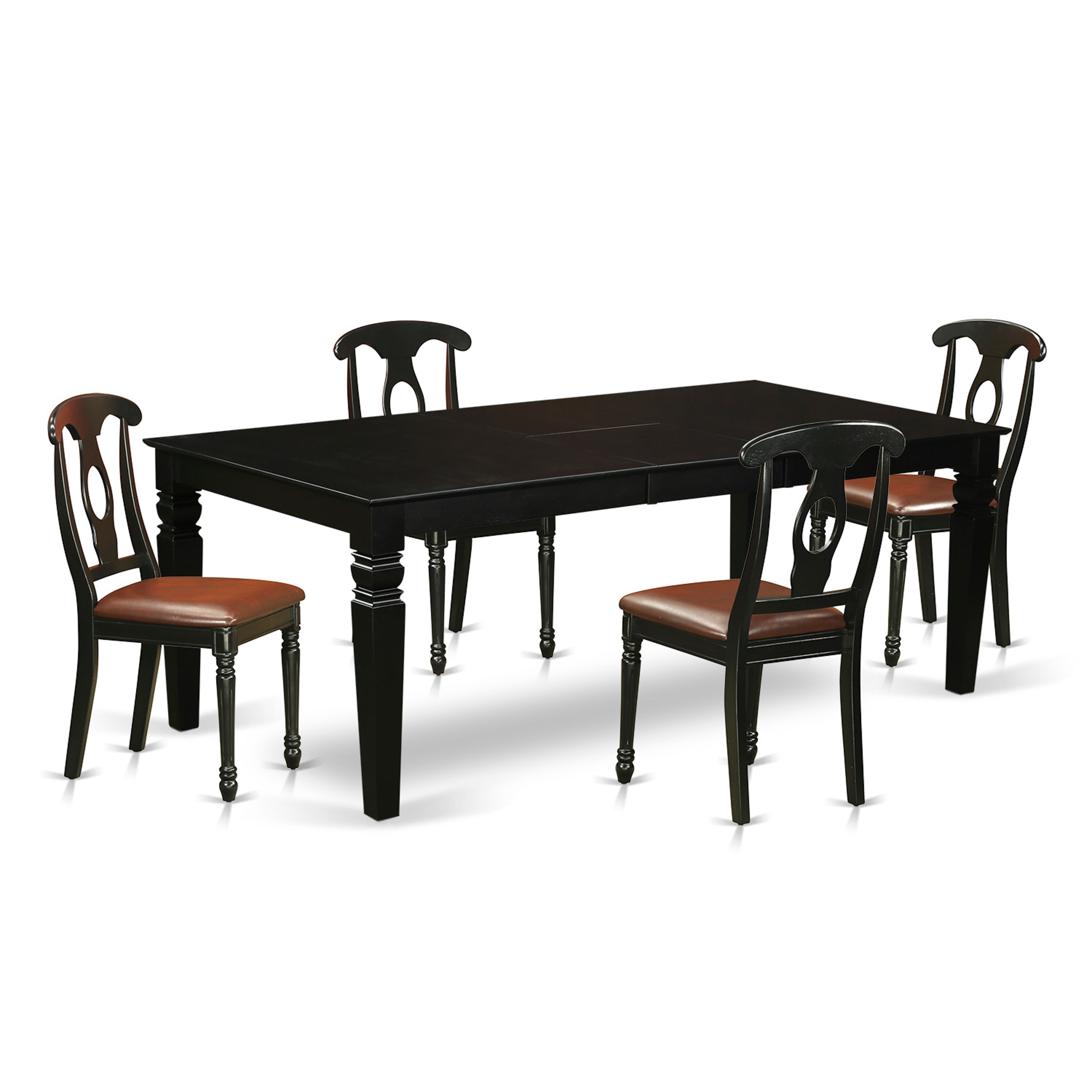 LGKE5-BLK-LC 5 Pc Dining Room set with a Kitchen Table and 4 Leather Dining Chairs in Black