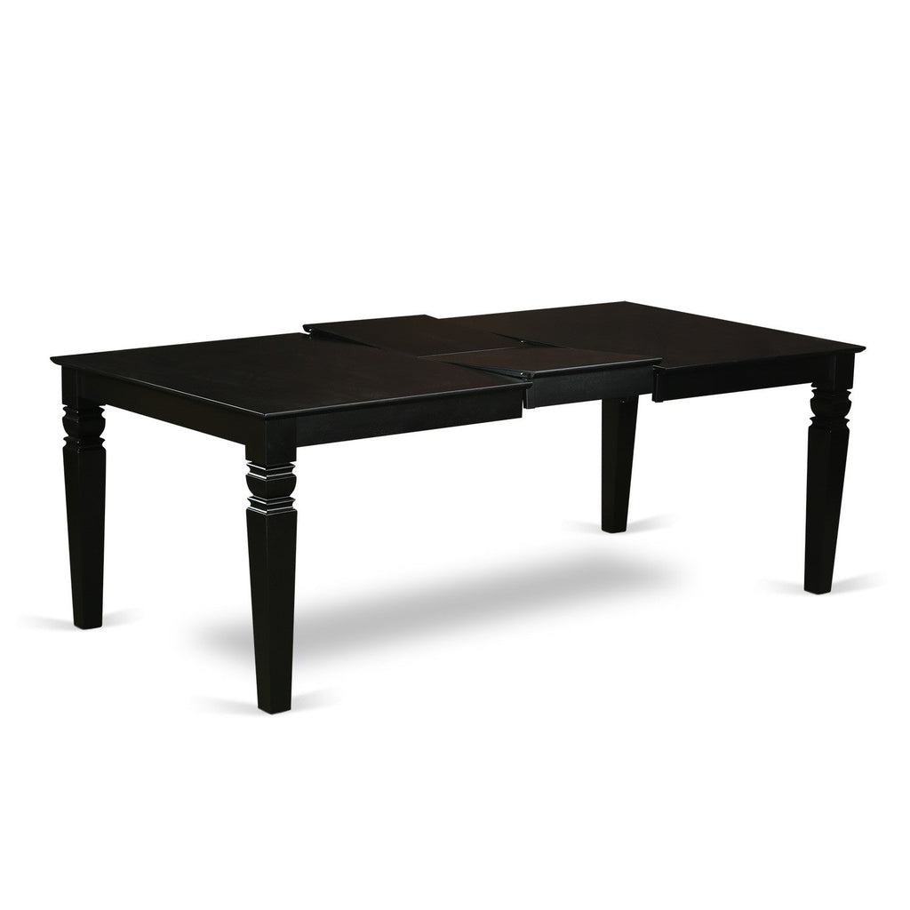 East West Furniture LGAB7-BLK-73 7 Piece Dining Set Consist of a Rectangle Dining Room Table with Butterfly Leaf and 6 Eggnog Faux Leather Upholstered Chairs