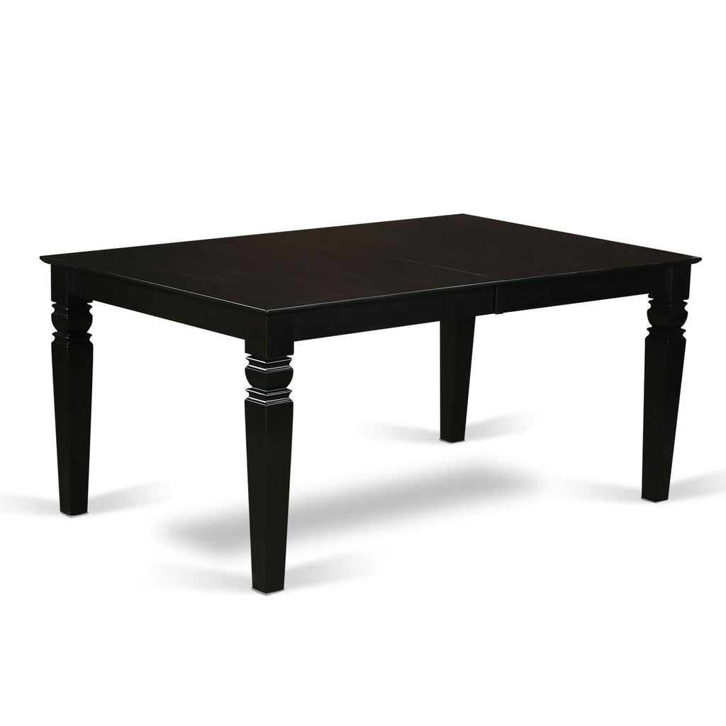 East West Furniture LGAB7-BLK-73 7 Piece Dining Set Consist of a Rectangle Dining Room Table with Butterfly Leaf and 6 Eggnog Faux Leather Upholstered Chairs