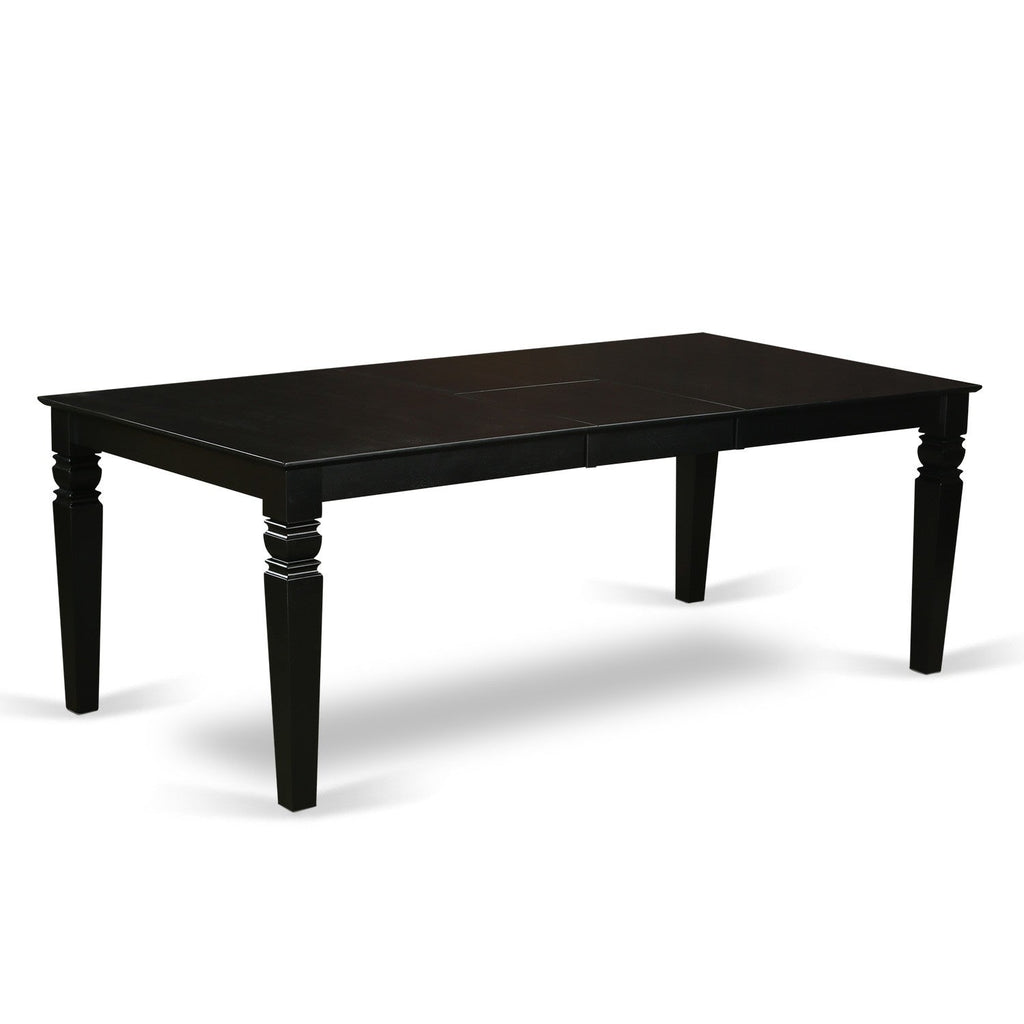 East West Furniture LGAB9-BLK-61 9 Piece Dining Set Includes a Rectangle Dining Room Table with Butterfly Leaf and 8 Baked Bean Faux Leather Upholstered Chairs