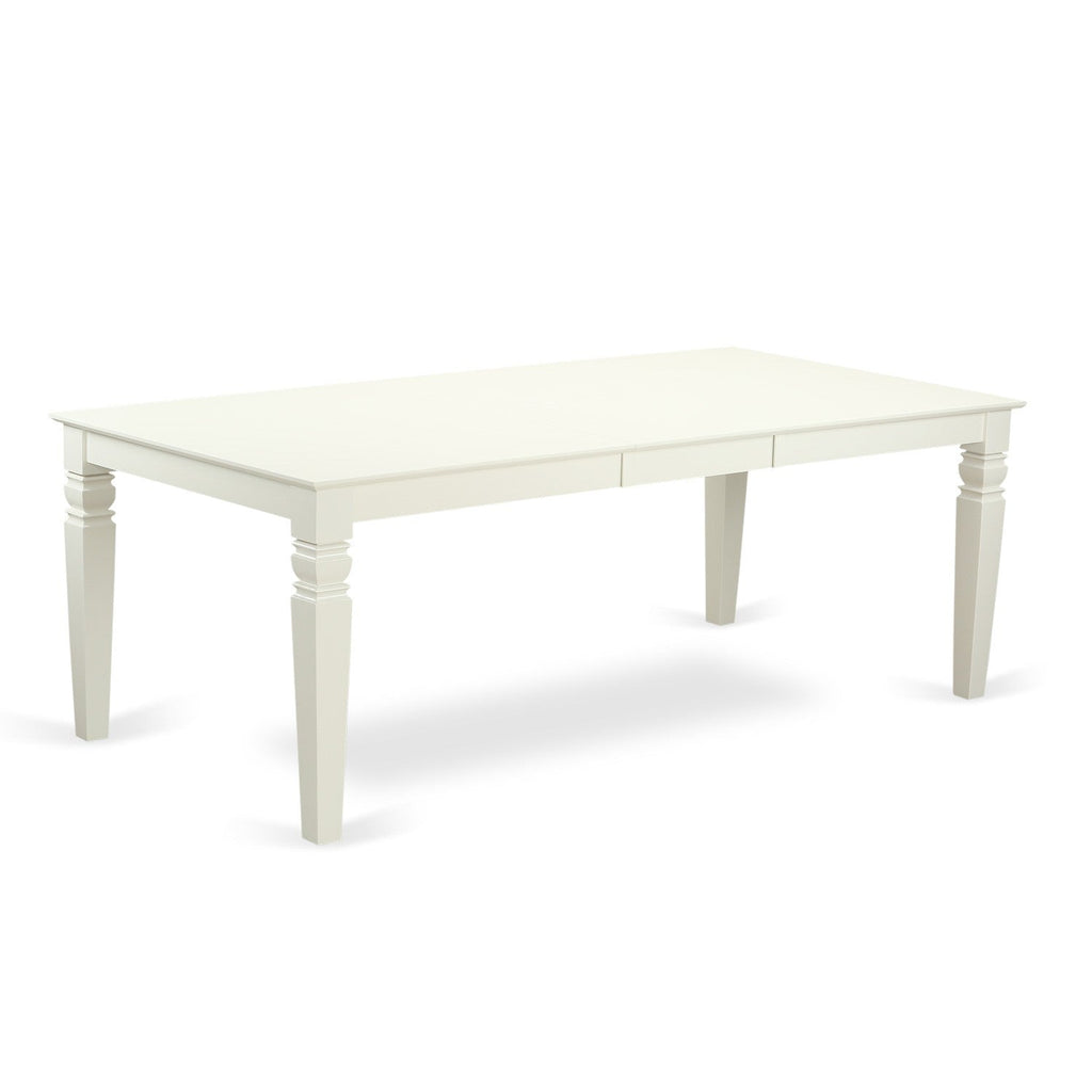 LGT-LWH-T Logan 42x84 Rectangular Dining Room Table with 18 Butterfly Leaf - Linen White Color