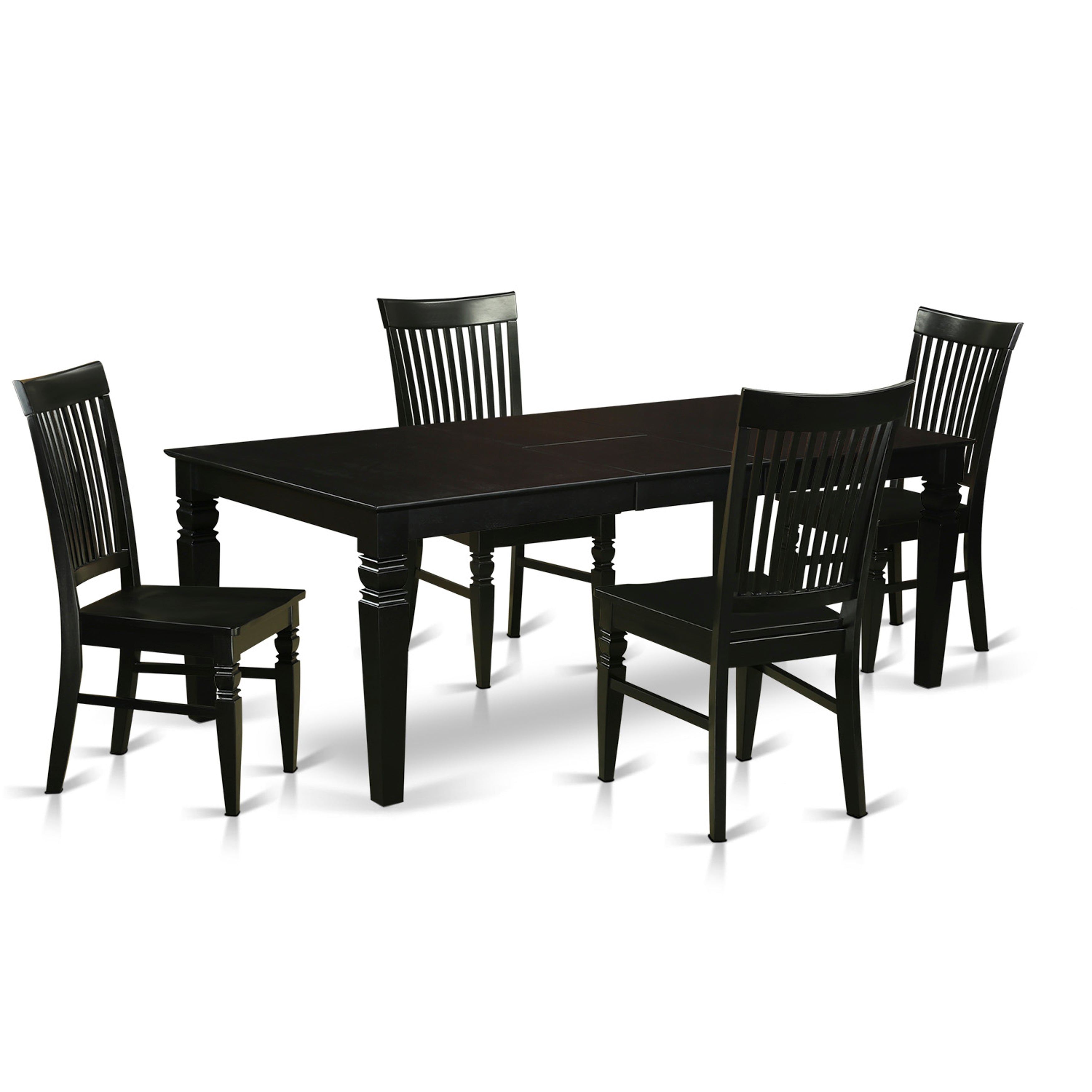 LGWE5-BLK-W 5 Pc Dinette set with a Kitchen Table and 4 Wood Dining Chairs in Black
