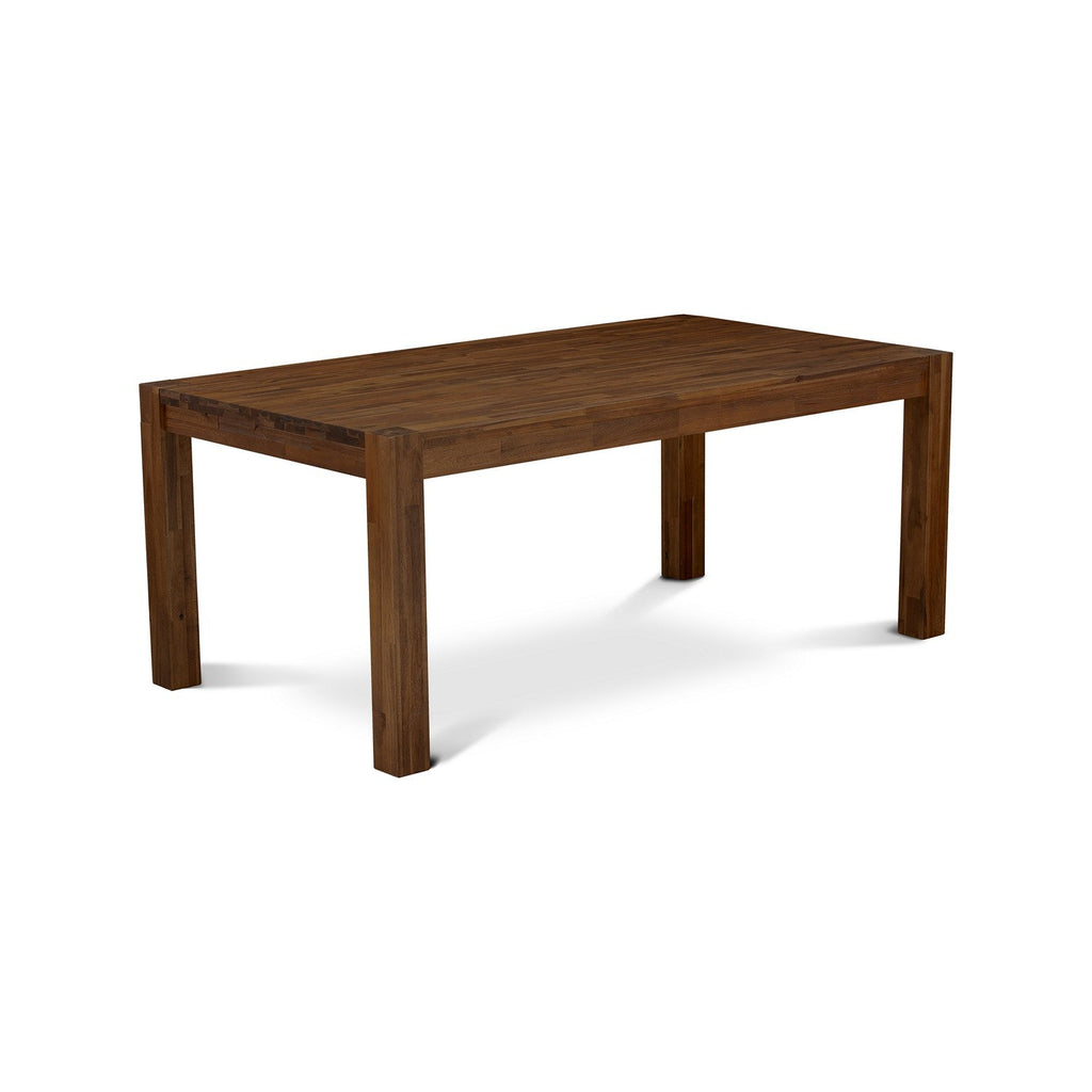 East West Furniture LMFO9-N8-18 9 Piece Dining Table Set Includes a Rectangle Rustic Wood Kitchen Table and 8 Brown Linen Linen Fabric Upholstered Parson Chairs